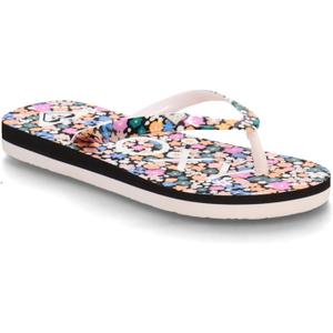 Roxy Girl's Pebbles Flip Flop Sandals (11 Little Kid, Black/Floral)