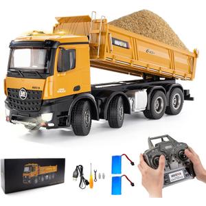 RC Dump Truck Toy, 1:14 Scale 12 Channels Heavy RC Dump Truck, 4WD Remote Control Construction Crawler with 6KG+ Load, Full Suspension, Lights/Sounds Gifts Ideas for Adults or Teens Age 15+