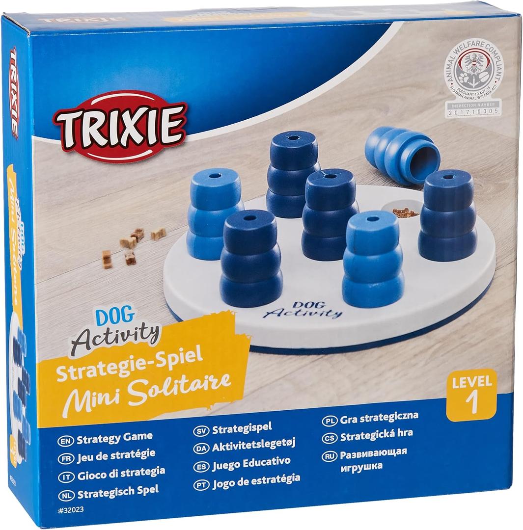 TRIXIE Pet Products Mini Solitaire Game for Dog, Level 1, White/Blue, 7.75 x 7.75 in. (32023)