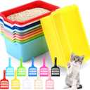 LemonRoad 10 Set Kitten Litter Box Small Cat Pet Litter Pan with 10 Scooper Bulk 11.42''x7.48''x4.92'' Small Plastic Kitten Box Colorful Nonstick Cat Toilet Pet Bunny Guinea Pig Supplies