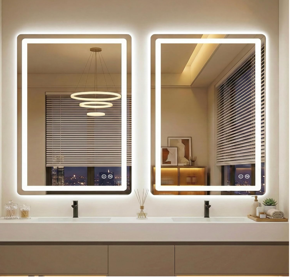 LED Bathroom Mirror with Lights, 2 Pack 24 x 36 Lighted Vanity Wall Mirror