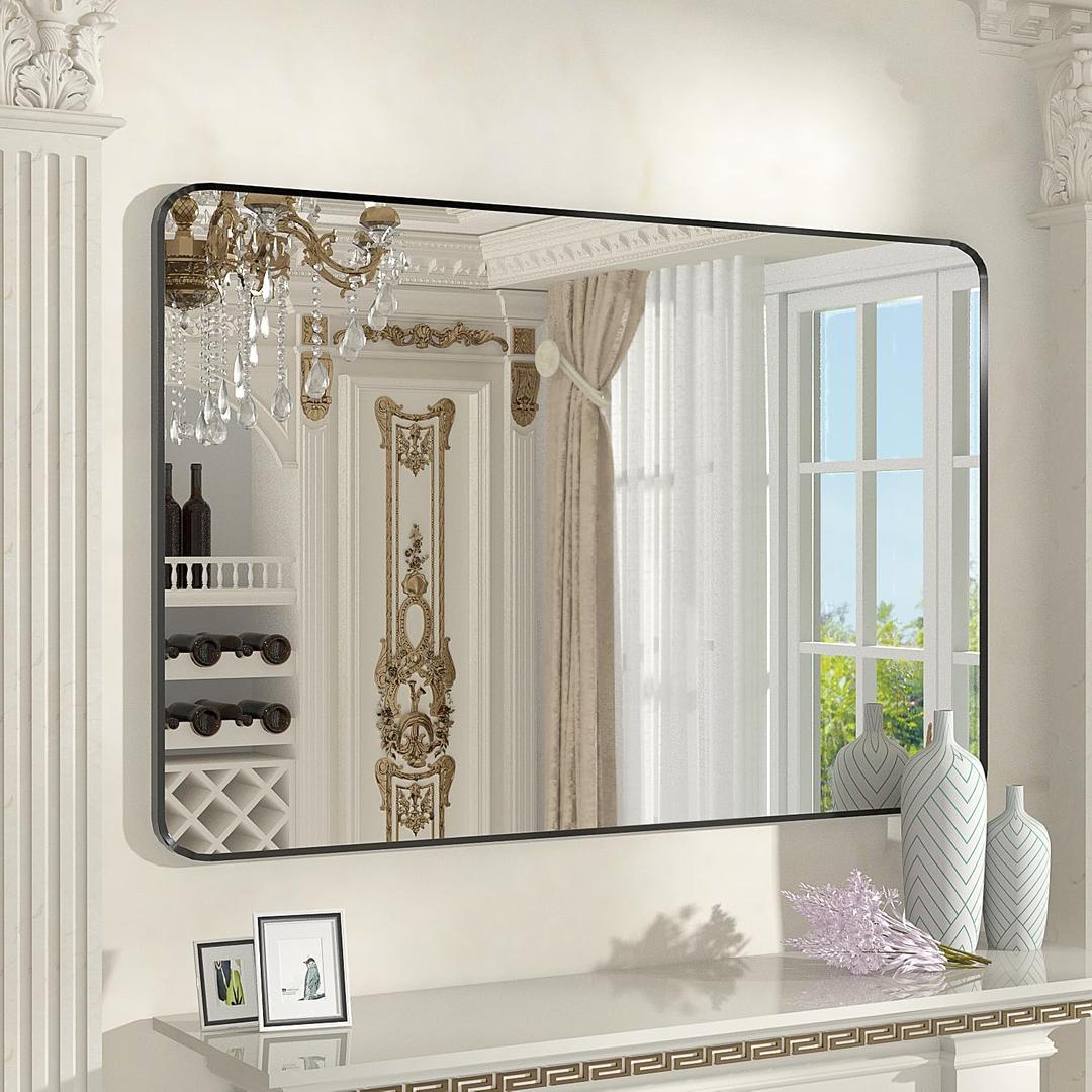 Black Framed Bathroom Vanity Mirror Rectangle Wall Mount Bathroom Mirrors for Over Sink, 30x40 Inch