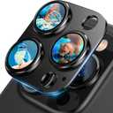 Uyiton for iPhone 12 Pro Max Camera Lens Protector, [Drop Protection][Strong Adsorption] 9H Tempered Glass Camera Cover Screen Metal Ring Case Friendly Scratch Resistant Easy to Install - Black