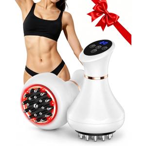 Lymphatic Drainage Massager, 9-Level Cellulite Massage Tool | 21 Massage Nodes, Red Light, Heat & Vibration, Advanced Level Control, for Belly, Arms, Thighs & Full-Body Care