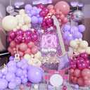 Pink and Purple Balloon Garland Arch Kit, 125pcs Dusty Pink Pastel Lavender Purple Metallic Red White Latex Balloon for Girl Women Birthday Bridal Baby Shower Butterfly Fairy Princess Party Decoration