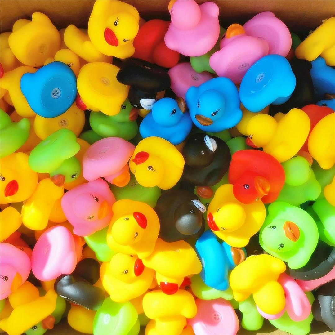 31 Pcs Multicolored Mini Multicolor Rubber Ducks Baby Bath Ducky Bathtub Pool Squeaky Little Duck Toys for Shower/Party Decoration Supplies/Birthday (1.6"x 1.5" x 1.2")