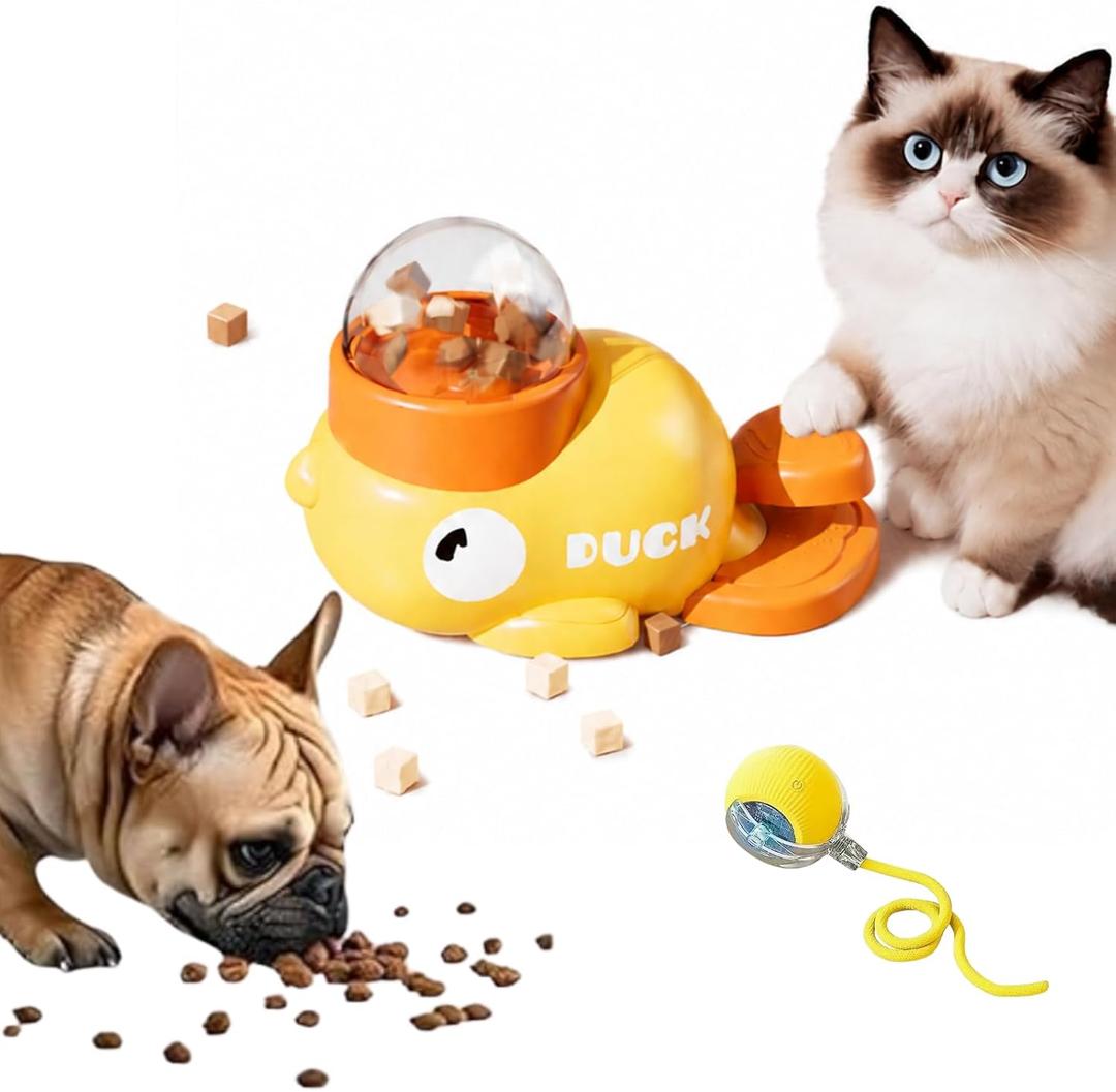 Dog Puzzle Toy Slow Feeder, Cat Treat Dispenser with Play Ball