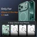 Magnetic for iPhone 17 Pro Max Case, [Matte Solid Color] [Full Camera Protection] Protective Case for iPhone 17 Pro Max - Deep Green