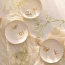 COLLECTIVE HOME - Ceramic Jewelry Tray, Decorative Trinket Dish for Rings Earrings Necklaces Bracelet Watch Keys, Birthday Mother's Day Christmas Gift for Women, 4.75", White Surface (D)