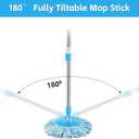 Spin Mop Replacement Handle 360 Degree Spin Mop Pole Handle Replacement Rotating Telescopic Stick for Mop Head, Ideal for Home and Household Cleaning (Blue)