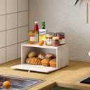 Trironsun Bamboo Bread Box for Kitchen Counter Farmhouse Bread Storage Container Large Capacity Bread Storage Bin Bread Holder (Antique White)