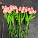 SHINE-CO LIGHTING PU Real Touch Tulips Artificial Flowers 30Pcs Flowers Arrangement Bouquet for Home Office Wedding Decoration (Pink) Vase Not Included