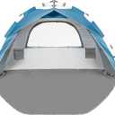 Beach Sun Shade Pop Up, Easy Pop Up Sun Shelter, Removable Floor Instant Beach Tent, UPF 50+, Size XL for Family 3 to 4 Person (Blue)