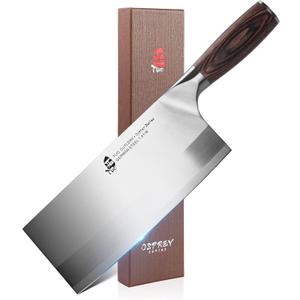 TUO Vegetable Meat Cleaver Knife 8 inch - Professional Chinese Cleaver Knife Butcher Knives Kitchen Chef Knives - German HC Stainless Steel - Ergonomic Pakkawood Handle - Osprey Series with Gift Box
