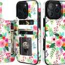 HAOPINSH for iPhone 16 Pro Max Wallet Case with Card Holder, Colorful Florals Pattern Back Flip Folio PU Leather Kickstand Card Slots Case for Women Girls, Double Magnetic Clasp Shockproof 6.9"
