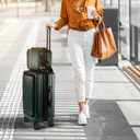 TRAVELARIM 20 Inch Carry On Luggage 22x14x9 Airline Approved, Carry On Suitcase with Wheels, Hard-shell Carry-on Luggage, Durable Luggage Carry-On, Green Small Suitcase with Cosmetic Case