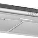 30 inch Stainless Steel Under Cabinet Range Hood, Slim Kitchen Vent Hood Ducted/Ductless Convertible with 3 Speed Controls, 5-Layer Aluminum Filters,LED Lights