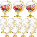 40 Pack Mini Gold Globe Clear Candy Boxes Earth Shaped Party Favor Containers Candy Plastic Gift Box Fillable Ornaments Crafts Decorations Small Sweets Packing Box for Wedding Birthday Earth Day