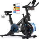 MERACH Exercise Bike, Brake Pad Stationary Bike with Exclusive App, Low Noise Indoor Cycling Bike with 300lbs Weight Capacity, Tablet Mount and Fitness Courses for Weight Loss (Magnetic-Black)