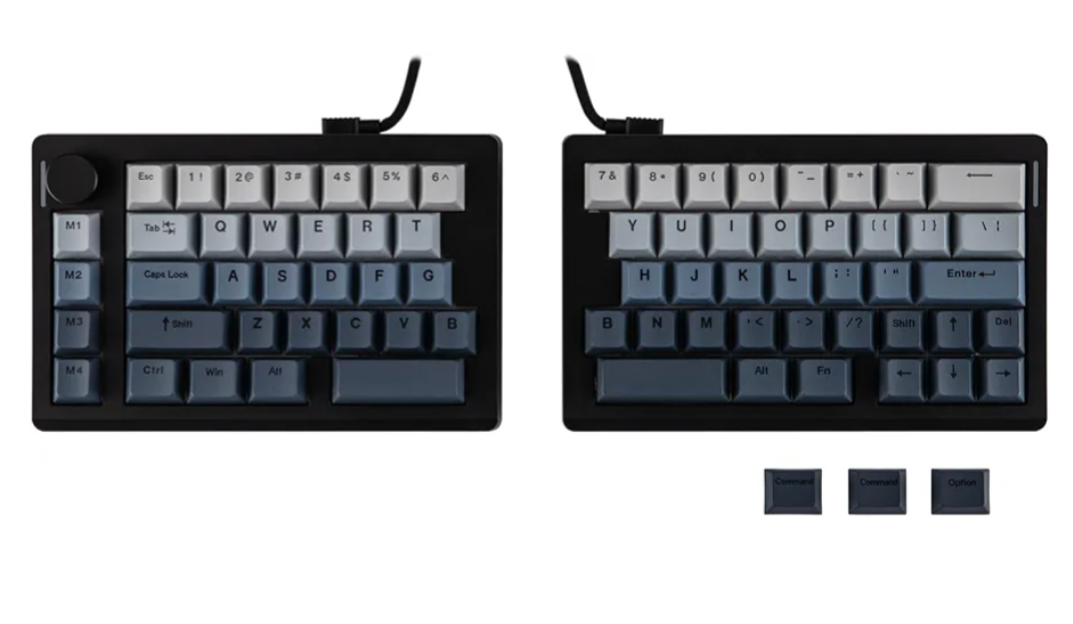 EPOMAKER Split70 Wireless Ergonomic Keyboard with QMK/VIA and Knob, Mechanical Gaming Keyboard with RGB, Hot-Swap, Creamy Linear Switch, PBT Keycap, Mac Modifier, Gasket, 70% Split Layout (Black)