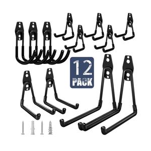 Garage Hooks Heavy Duty, 12 Pack Anti-Slip Coating Garage Wall Storage Hooks for Hanging Bike, Ladder, Garden Tools