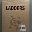 2 Step Lightweight Aluminum Folding Ladder, Portable Step Stool with Anti-Slip Pedals, 330 lbs Capacity for Home, Office, KitchenWhite&Woodgrain