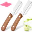 2Packs Premium Vegetable Peeler with Wooden Handle and Bottle Opener Stainless Steel Blade Kitchen Tool for Fruit A pple Potato Pumpkin Papaya Zucchini, With Fruit/Vegetable Brush