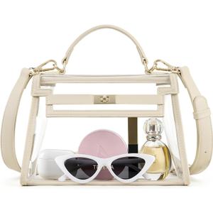 Telena Clear Bag for Stadium Events PVC Transparent Crossbody Purse for Women with Adjustable Strap for Concerts Game Day
