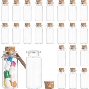 Jarsoph Mini Glass Bottles 24pc - 10ml Small Glass Jars with Cork Stoppers - Decorative Bottles for Spell Jars, Potion Bottles, Message in a Bottle, DIY Crafts, Party Favors, Weddings