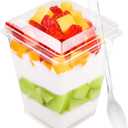 50 Pack 5 oz Plastic Dessert Cups With Lids and Spoons, Yogurt Parfait Appetizer Cups for Party, Mini Dessert Shooters for Pudding and Fruit