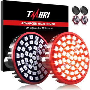 Upgraded 1157 Motorcycle Rear LED Turn Signals Super Bright Bulbs Compatible for HarleyDavidson Motorcycles Bullet Style Blinker Lamp*2 with 2 Smoke Bullet Lens Covers