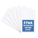 KINLINK Plastic Sheet 8" x 12" x 0.04", White PVC Board Flexible Moldable Impact Strength and High Tensile 1/ 25" Thick (1mm) for Crafts Materials Home Decor and Handicrafts, Abs Plastic Sheets 6 Pack