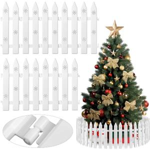 Aodaer 30 Pieces Christmas Tree Fences Plastic Picket Fence 12 Inch Christmas Fence Border Tree Barrier for Xmas Party Wedding Garden Home Fences Decoration, White