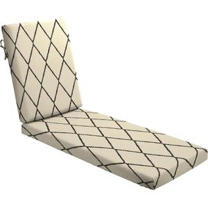 Arden Foam Outdoor Chaise Lounge Cushion, 21 x 72, Made with ProFoam, Rain-Proof, Fade Resistant, Tan Diamond Trellis