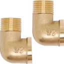 2pcs Brass Pipe Fitting 90 Degree Elbow 1/2" NPT Male to 1/2" NPT Female Pipe Fittings