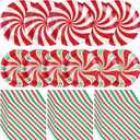 150 Pcs Christmas Candy Cane Party Plates & Napkins, Peppermint Swirl Red & Green Paper Plates for Christmas & New Year Parties, Serves 50