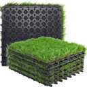 GOLDEN MOON Artificial Grass Turf Tile Interlocking Self-draining Mat, 1x1 ft, 1.5 in Pile Height, 6 Pack
