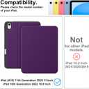 Supveco Case for iPad (A16) 11th Generation 11 inch (2025),iPad 10th Generation 10.9 inch (2022) with Pencil Holder-[Auto Wake/Sleep],Premium Folio Stand Case with Soft TPU Back Cover-Pure Violet