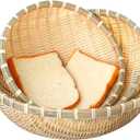 Cedilis 3 Pack Bamboo Basket Tray, Wicker Bread Basket, 100% Natural Handmade Woven Fruit Basket, U Shape Holder Flat Shallow Vegetables Serving Basket, Stackable, 10Inch, 11Inch, 12Inch