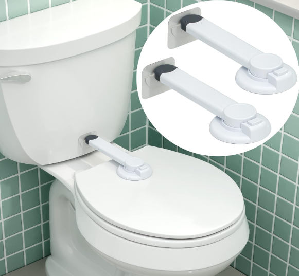 Toilet Locks Baby Proof (2Pack) Ideal Baby Proof Toilet Lid Lock with Arm – No Tools Needed Easy Installation with 3M Adhesive – Top Safety Toilet Seat Lock – Fits Most Toilets, White