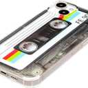 FAteamll Case for iPhone 14 Plus Matte Finish Heavy Duty Soft Back Cover with Reinforced Corners TPU Soft Bumper Retro Cassette Tape Case Compatible with iPhone 14 Plus