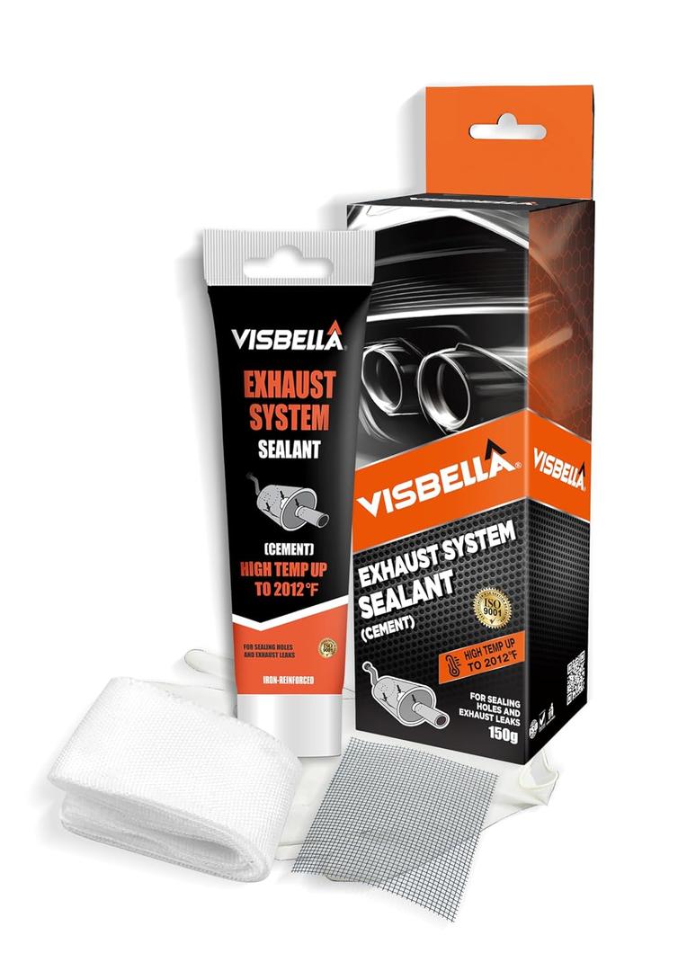 Visbella Auto Vehicle Exhaust System Sealant, Non-Slumping Professional Repair Crack Adhesive Super Glue Sealer for Car Mufflers, Tailpipes, Catalytic Converters (Box, Gram, 150)