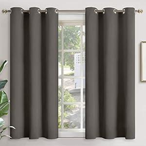 YoungsTex Light Blue Blackout Kitchen Curtains 40 Inches Long - Short Length Thermal Insulated Drapes with Grommet Room Darkening Privacy for Bathroom Bedroom Windows, 2 Panels, 42 x 40 Inch