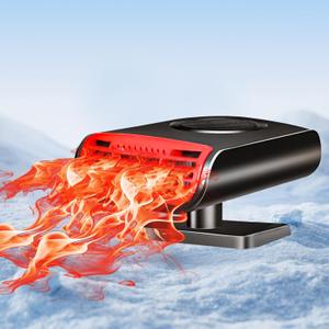 Car Heater, 12V 150W Fast Heating Portable Car Heater and Defroster, 2-in-1 Heater & Cool Fan that Plugs into Cigarette Lighter for Car, SUV, Winter Use (Black-Large)