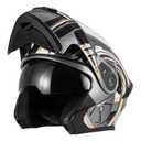 Spark Adult Flip-Up Motorcycle Helmets - DOT Certified Full Face Helmet with Dual Visor & Quick-Release Buckle, Lightweight ABS for Commuting and Touring(Black White, X-Large)