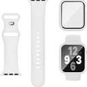 Adorique 3-in-1 Compatible for Apple Watch Band 40mm 41mm 42mm 44mm 45mm 46mm, Soft Silicone Sport Strap for iWatch Series SE 10 9 8 7 6 5 4 3 (White)