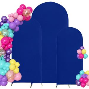 4ft,5ft,6ft Royal Blue Set of 3 Spandex Arch Backdrop Cover | Round Top,Double-Sided,Spandex Fitted Wedding Arch Covers for Party Wedding Birthday Ceremony Event Banquet Decoration.