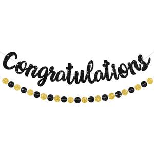 BEISHIDA Congratulations Banner(NO-DIY) Black 2026 Graduation Banners, Grad Congrats Class of 2026 Party Supplies,Garland for Congratulation Graduation,Wedding,Retirement Party Decor