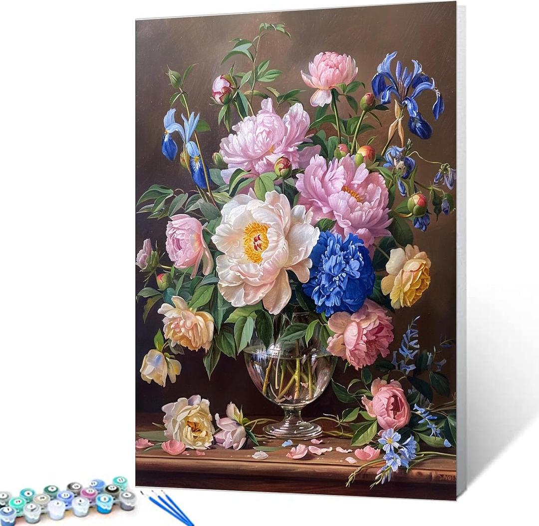 Tucocoo DIY Acrylic Paints for Room Dcor A Bunch of Flowers Paint by Number for Adults Beginner Students Friends, Ideal Gift Choice, Painting by Numbers on Canvas Without Framed 12 X 16 Inch