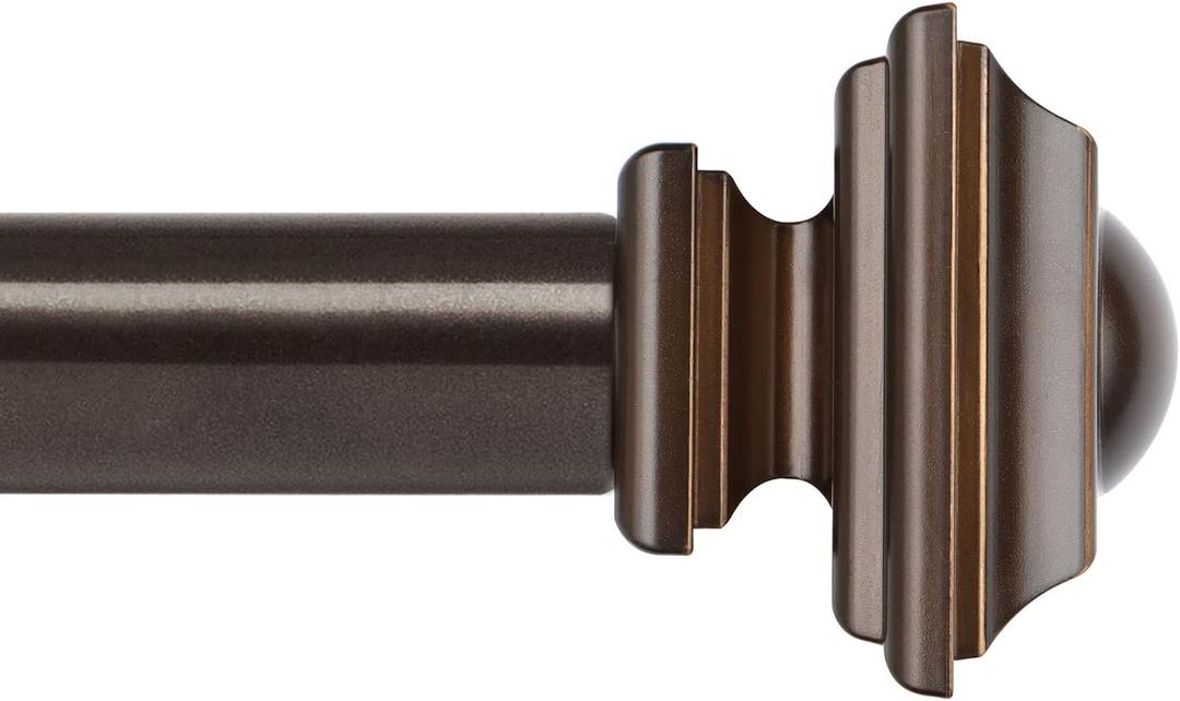 KAMANINA Bronze Curtain Rods for Windows 72 to 144 Inch(6-12ft), Heavy Duty Long 1 Inch Curtain Rod 32 to 144 Inches, Decorative Single Drapery Rods, Square End (72-144")